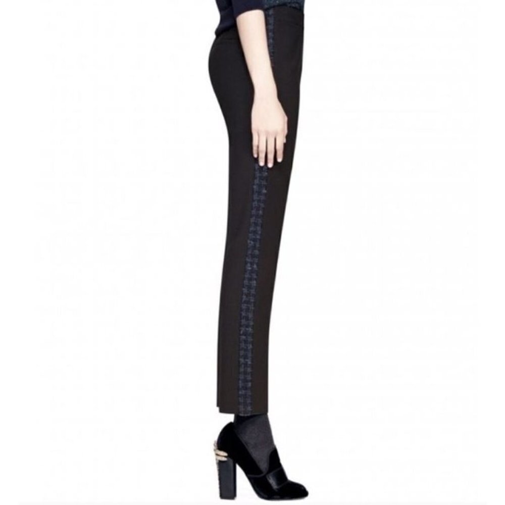 Tory Burch Black Tobie Pants with Blue Tweed Side Stripe Size 2